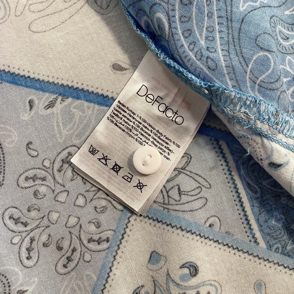 DeFacto Viscose Bandana Mushroom Print Lightweight Button Down Blouse, XSmall - Picture 11 of 12